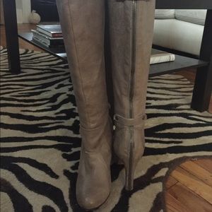 Leather knee high boots